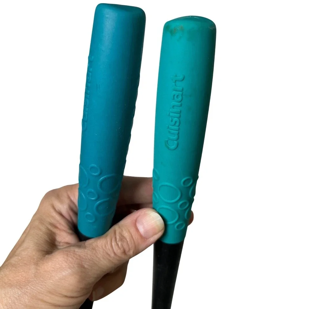 Cuisinart Utensil Set Ladle and Pasta Server‎ Spoon Teal Handle Nonstick Safe